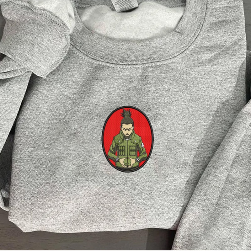 Shikamaru Embroidered Crewneck, Naruto Embroidered Sweatshirt, Inspired Embroidered Manga Anime Hoodie 1.jpg