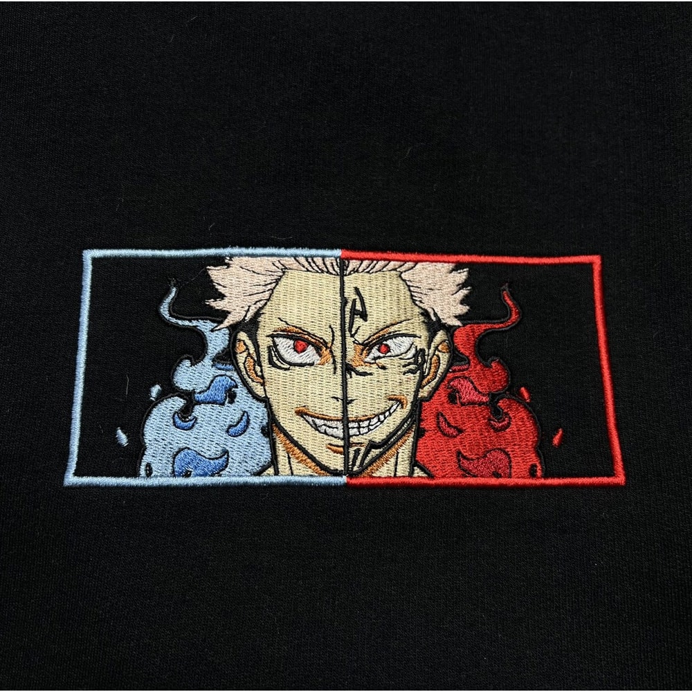 Sukuna Embroidered Crewneck, Jujutsu Kaisen Embroidered Sweatshirt, Inspired Embroidered Manga Anime Hoodie.jpg