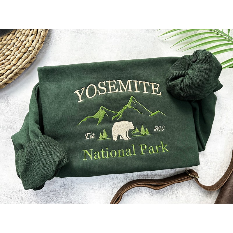 Yosemite National Park Embroidered Sweatshirt,National Park Sweatshirt,Vintage Yosemite Embroidered Crewneck,Gifts for her.jpg