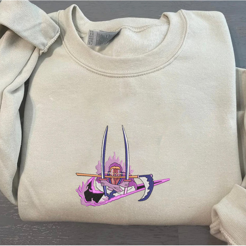 Zoro Nike Embroidered Crewneck, One Piece Embroidered Sweatshirt, Inspired Embroidered Manga Anime Hoodie 1.jpg