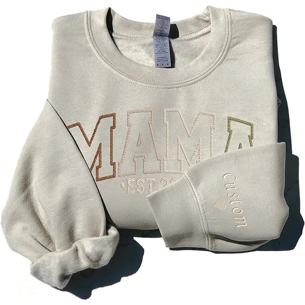 Cools Love Personalized Embroidered Mama Sweatshirts For Women, Mama Crewneck Sweatshirt, Best Mom Sweatshirt, Mama Sweatshirt Embroidered.jpg