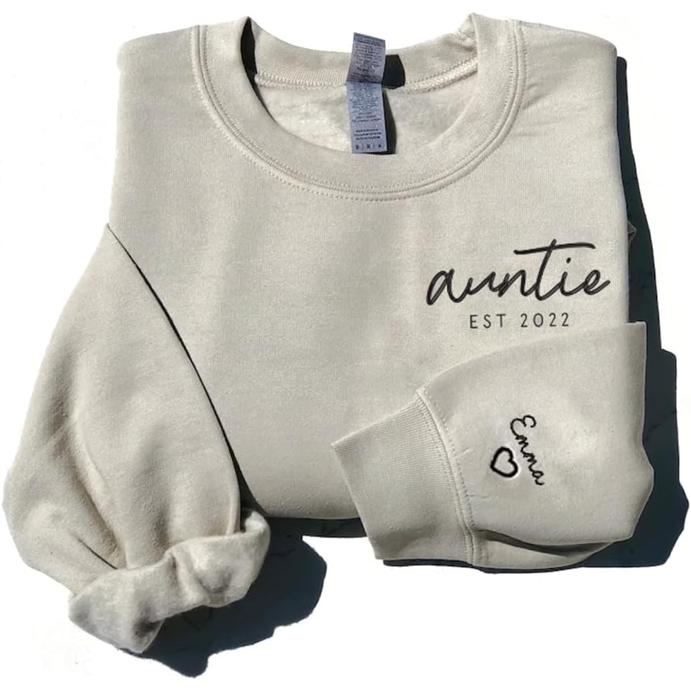Custom Embroidered Auntie Sweatshirt, Aunt Shirt, Auntie Sweatshirt For Women, Funtie Aunt Shirt, Womens Graphic Sweatshirts, Sweatshirts For.jpg