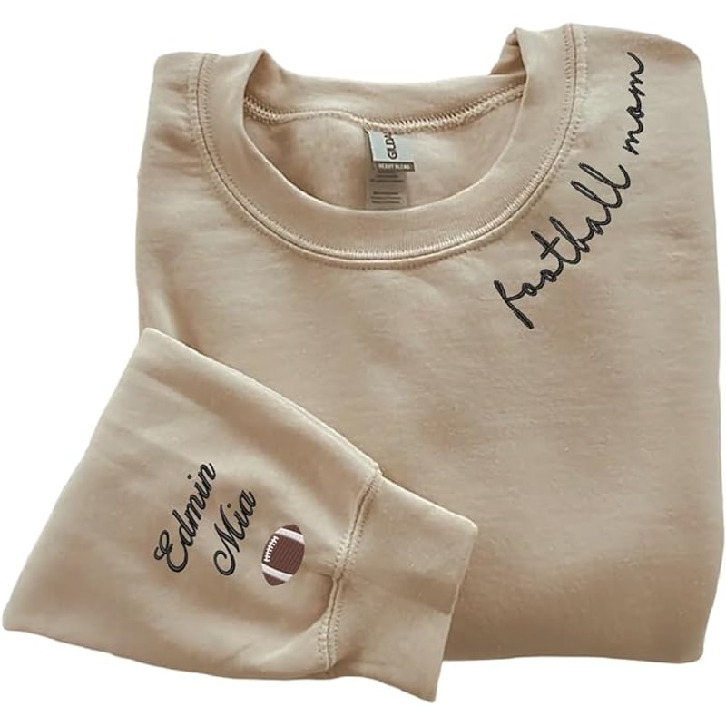 Custom Football Mom Embroidered Sweatshirt Name On The Sleeve Mama Birthday Mother's Day Shirt 1.jpg