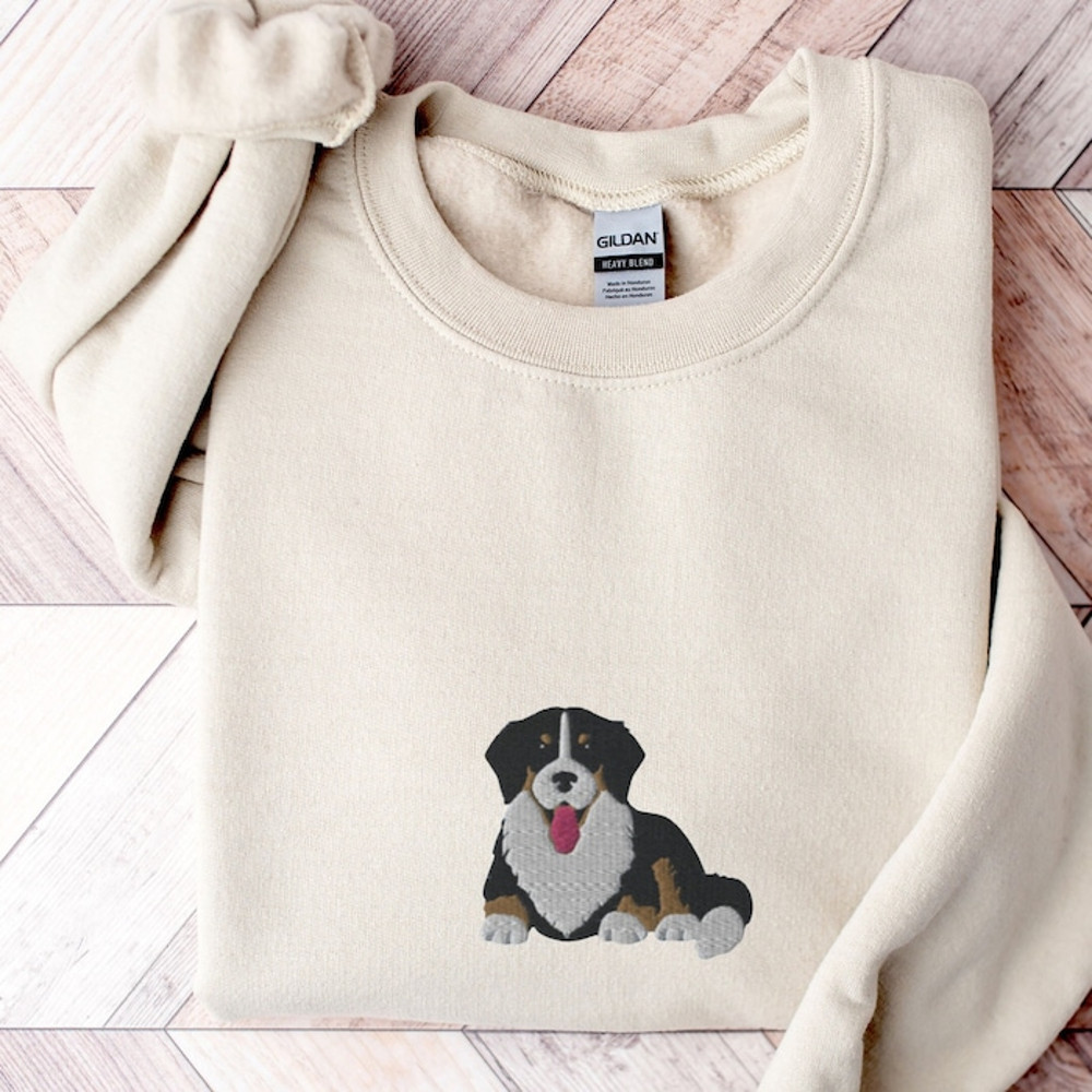 Embroidered Bernese Mountain Dog Sweatshirt, Bernese Mountain Dog Gifts, Embroidered Berner Sennenhund Crewneck, Bernese Dog Mom Gift.jpg