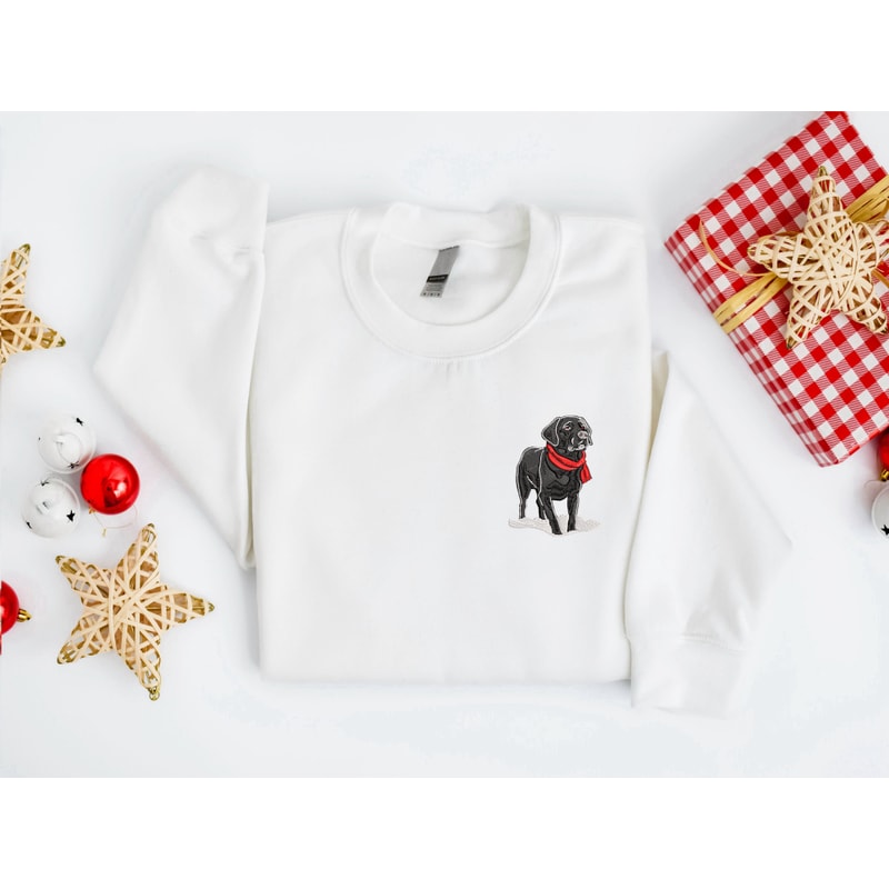 Embroidered Christmas Dog Sweatshirt Embroidered Black Labrador Christmas Sweater For Christmas.jpg