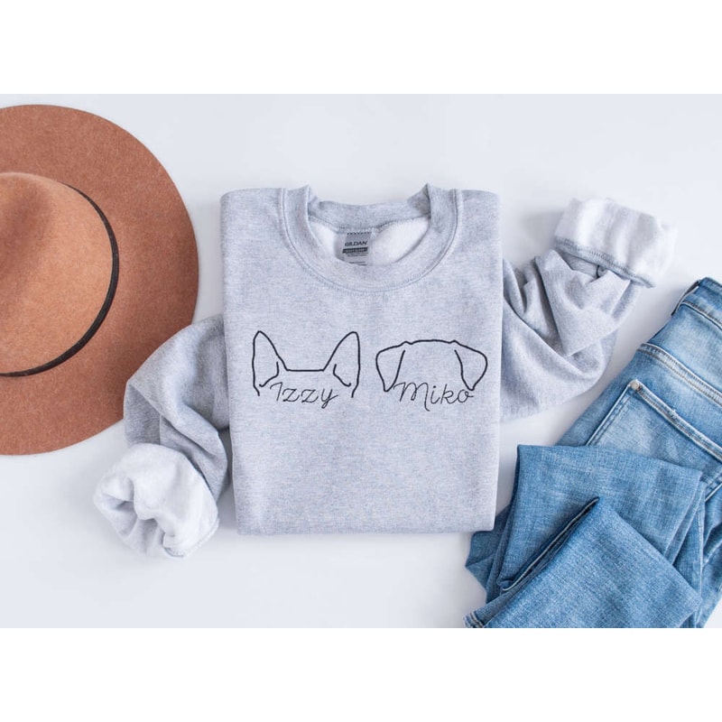 Embroidered Custom Dog Ears Sweatshirt, Best Christmas Gift For Dog Lovers.jpg