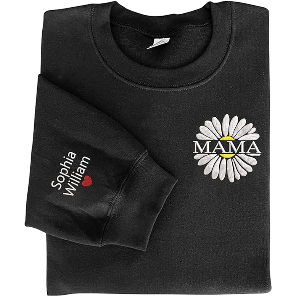 Givesmiles Personalized Embroidered Mama Sunflower Sweatshirt And Hoodie, Custom Embroidered Sweatshirt For Mom.jpg