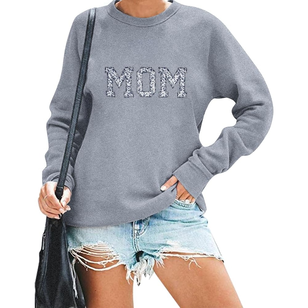 Mom Sweatshirt Women Colorful Embroidered Mama Letter Print Crewneck Sweatshirt Mom Life Pullover Top.jpg