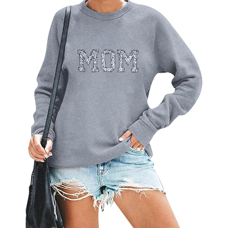 Mom Sweatshirt Women Colorful Embroidered Mama Letter Print Crewneck Sweatshirt Mom Life Pullover Top.jpg