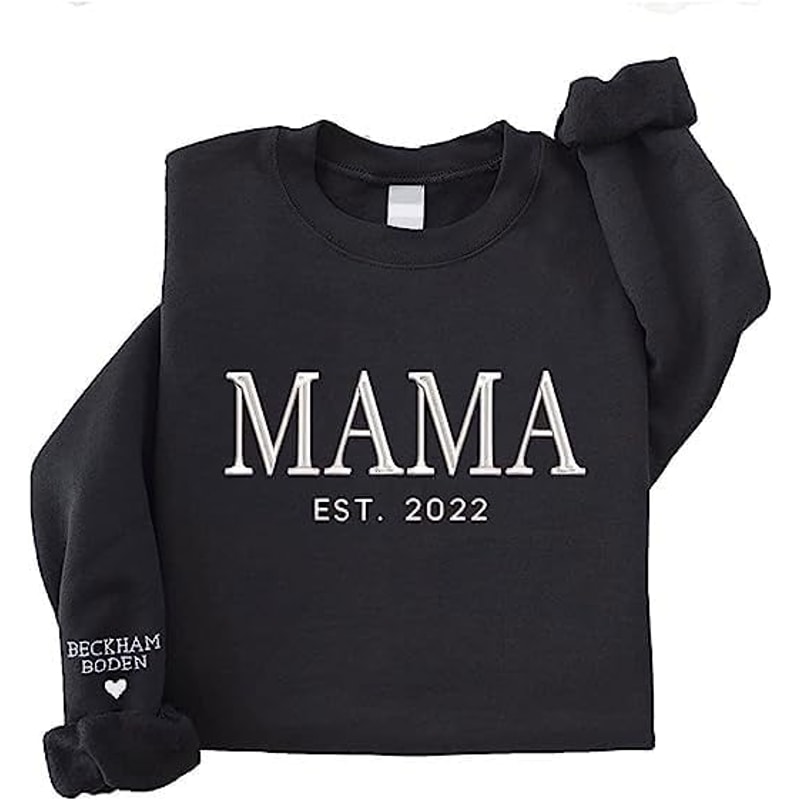 Personalized Embroidered Mama Est Sweatshirt, Mama Sweatshirt, Mom Sweatshirt, Custom Mama Embroidered Sweatshirt With Kids Names Sleeve.jpg