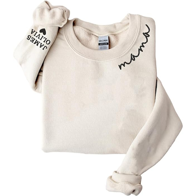 Personalized Mama Embroidered Sweatshirt With Daughter And Son Names, Mama Est 2023 Sweatshirt, Mama Shirt For Women, Mama Sweater.jpg