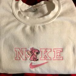 angel stitch nike logo embroidered shirt, angel embroidery t-shirt