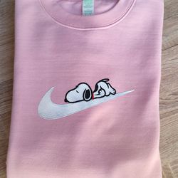 cute snoopy dog nike logo embroidered sweatshirt, snoopy embroidered t-shirt