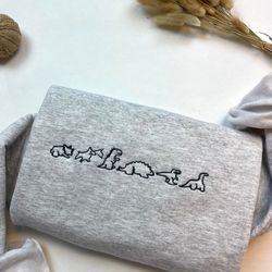 Dino Family Cute Dinosaur Embroidered Sweatshirt