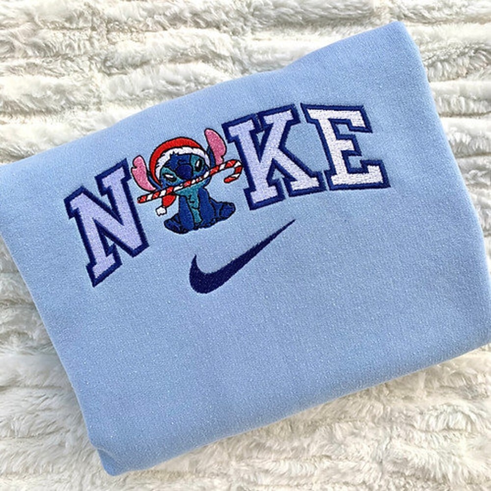 Disney Stich Blue Nike Logo Embroidered Sweatshirt Christmas Xmas.jpg