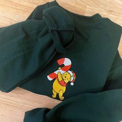 disney winnie the pooh embroidered sweatshirt pooh bear candy cane