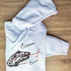 galaxy spaceship star wars nike logo embroidered sweatshirt, star wars movie embroidered t-shirt