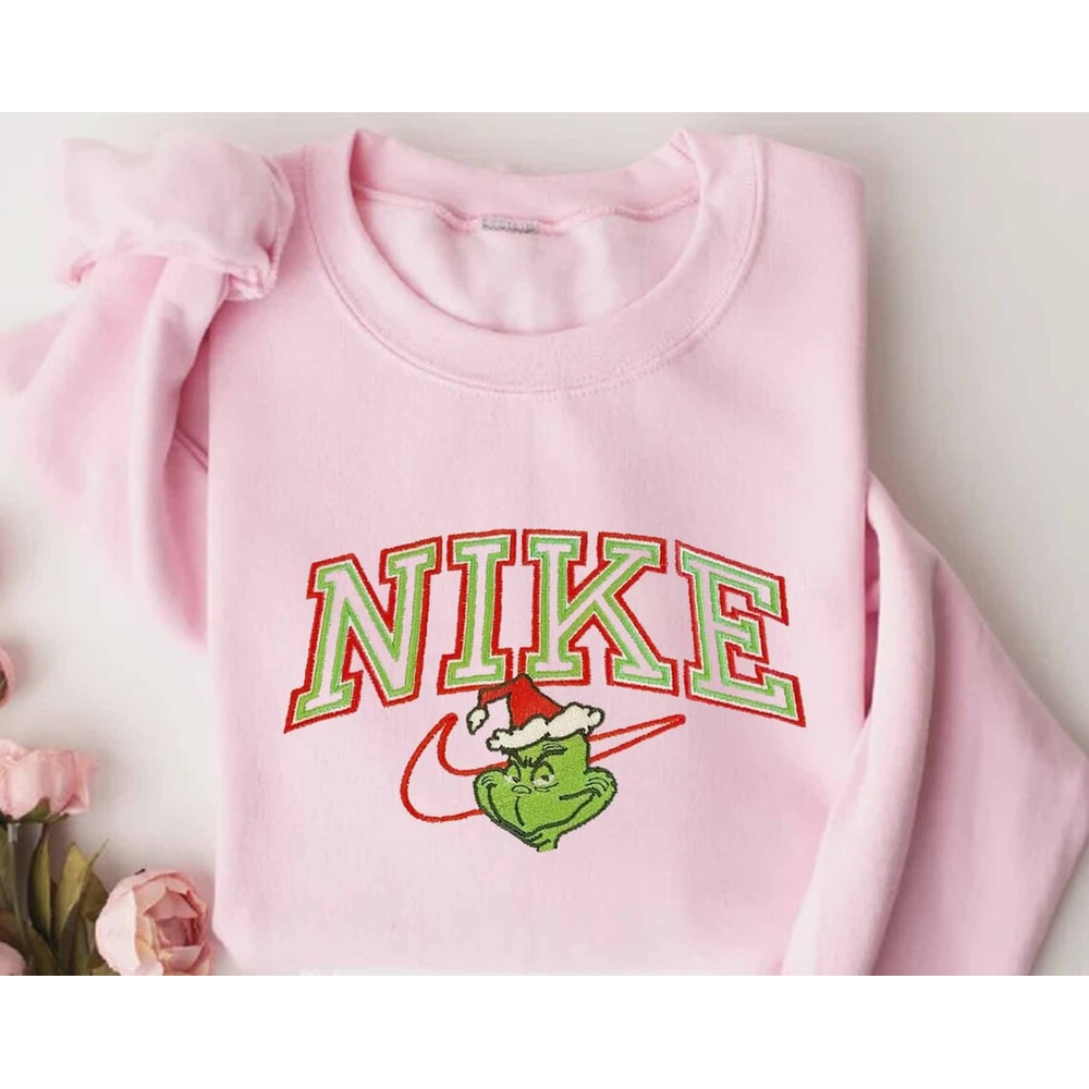 Grinch Face Nike Embroidered Sweatshirt Christmas Xmas.jpg