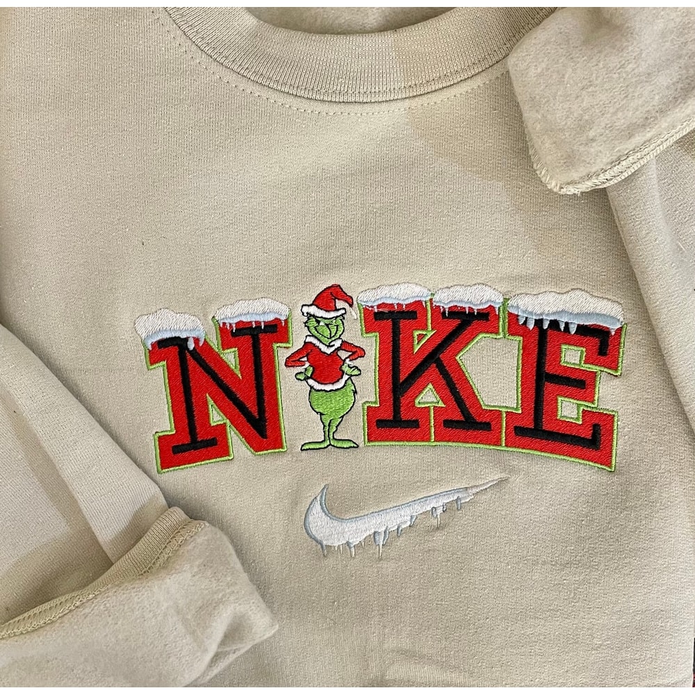 Grinch N!ke Christmas Snow Embroidered Sweatshirt Inspired Crewneck Sweatshirt Christmas Xmas.jpg