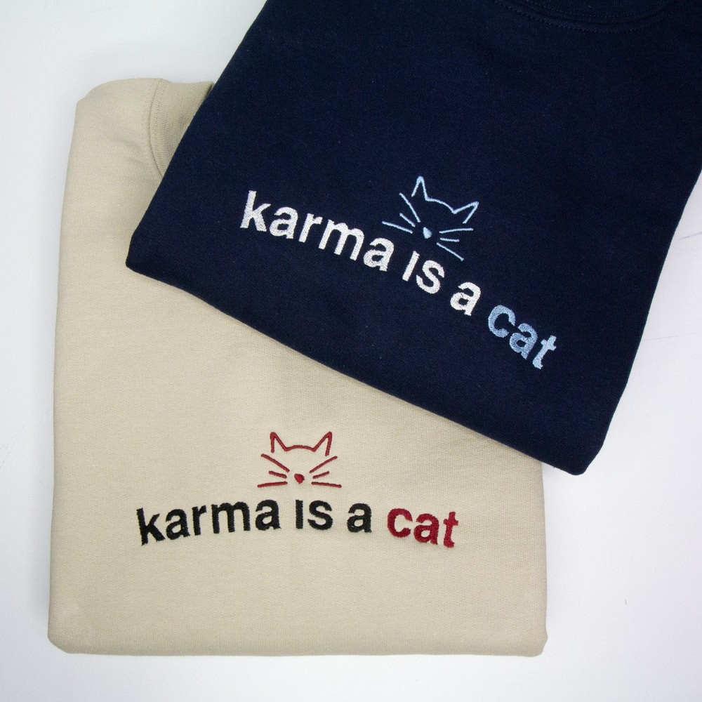 Karma Is A Cat Taylor Swift Embroidered Shirt, Taylor Swift Embroidery T-Shirt, Taylor Swift Embroidered Sweatshirt, Taylor Swift Embroidered Polo Shirt.jpg