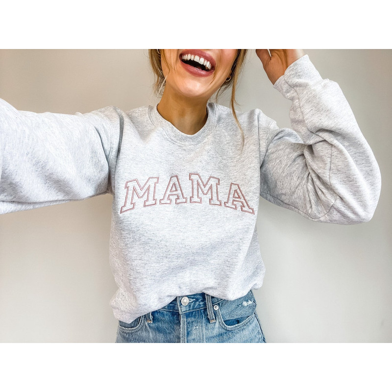 Mama Mothers Day Gift Mama - New Mom Gift - Pregnancy Announcement - First Mothers Day Embroidered Sweatshirt Inspired Crewneck Sweatshirt Christmas Xmas.jpg