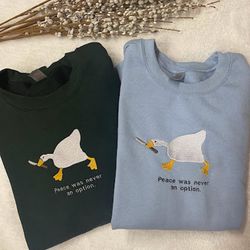 murder duck peace was never an option embroidered sweatshirt