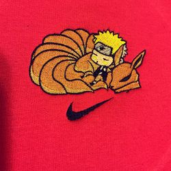 naruto rock kurama chibi embroidered sweatshirt, anime embroider sweatshirt