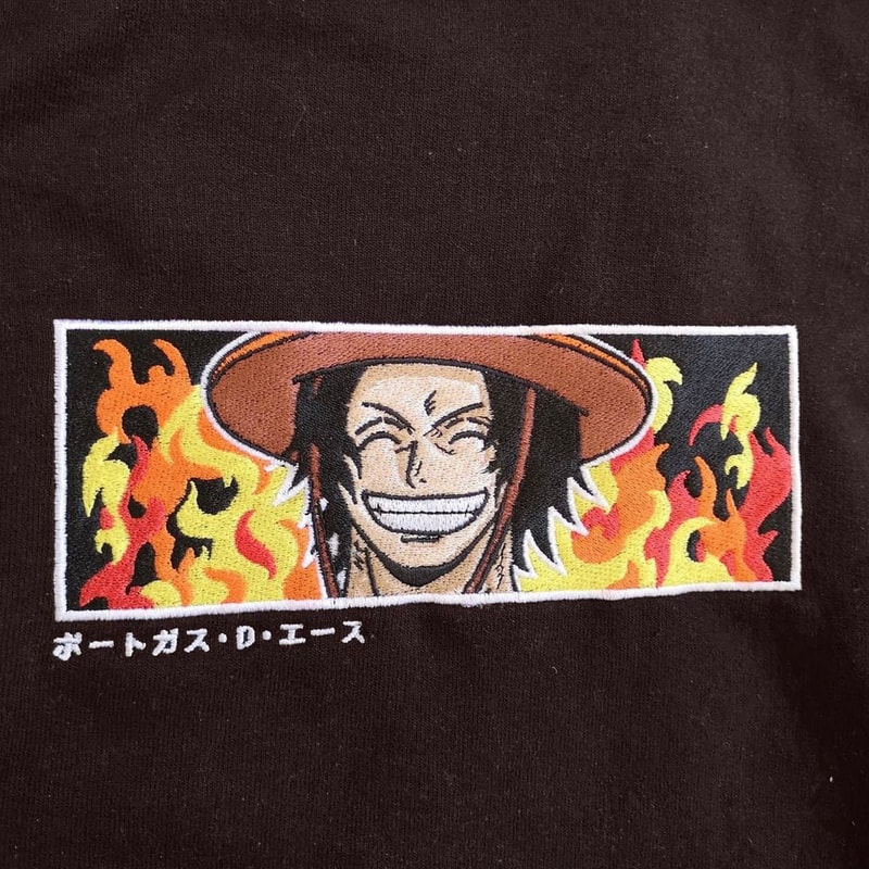 One Piece Ace Portgas Inferno Embroidered Sweatshirt, One Piece Anime Embroider Sweatshirt, Portgas D Ace Hoodie Embroidery.jpg
