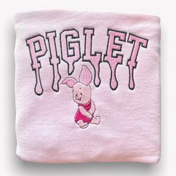 piglet disney winnie the pooh embroidered shirt, piglet embroidery t-shirt