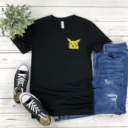 pokemon inspired pikachu meme embroidered shirt, pokemon shirt, pokemon unisex shirt