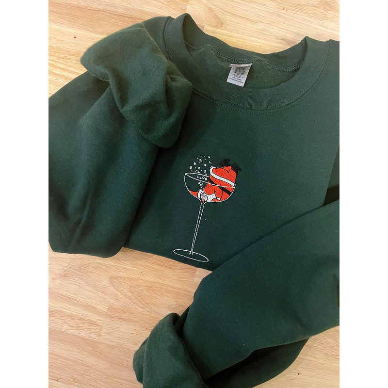 Santa In A Wine Glass Christmas Holiday Embroidered Sweatshirt Inspired Crewneck Sweatshirt Christmas Xmas.jpg