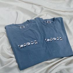 sheep embroidered t-shirt, sheep lover farmers matching gifts