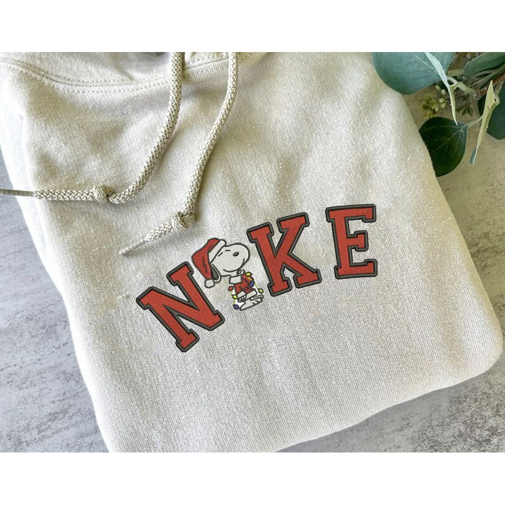 Snoopy Nike Logo Red Embroidered Sweatshirt Christmas Xmas.jpg