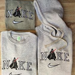 star wars darth vader nike logo embroidered sweatshirt, star wars embroidered t-shirt