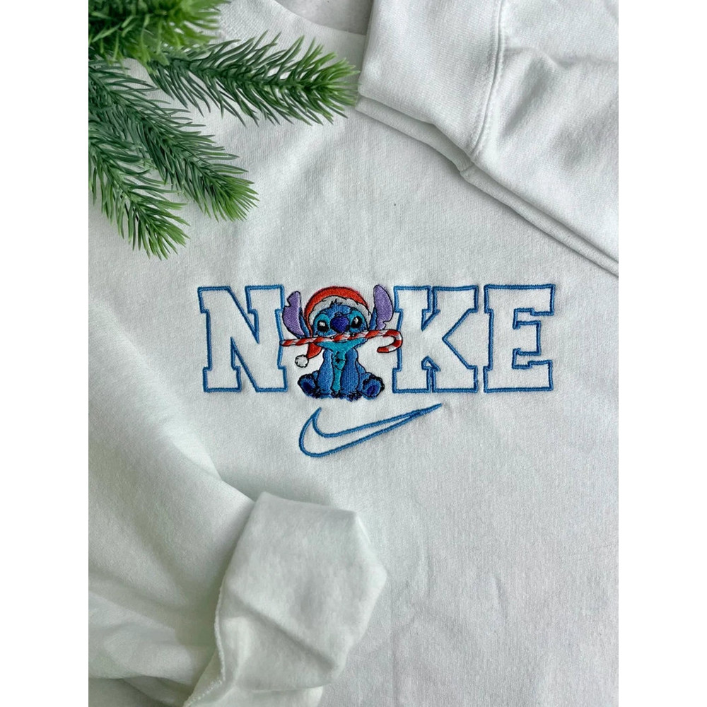 Stitch Santa Hat And Candy Cane Embroidered Sweatshirt Inspired Crewneck Sweatshirt Christmas Xmas.jpg