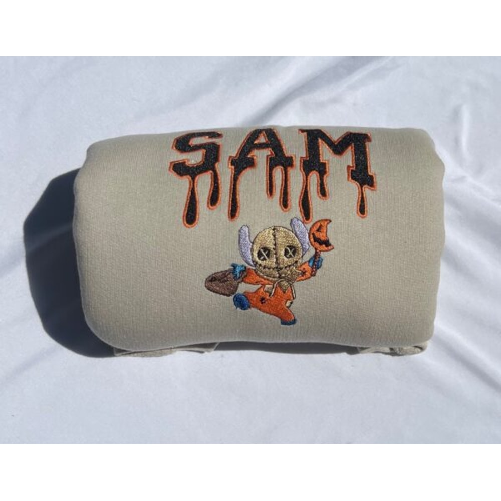 Stitch X Sam Pumpkin Halloween Embroidered Shirt, Stitch Embroidery T-Shirt, Stitch Embroidered Sweatshirt, Stitch Embroidered Polo Shirt.jpg