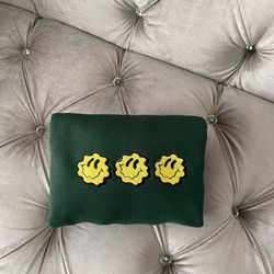 triple smiley face embroidered sweatshirt, triple smiley face embroidered t-shirt