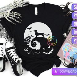 halloween dachshunds and moon svg, dachshunds svg, dog halloween svg, the nightmare before christmas svg