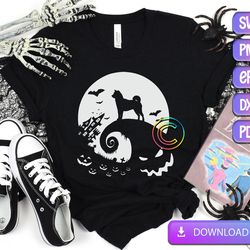 halloween shiba inu and moon svg, shiba inu svg, dog halloween svg, the nightmare before christmas svg