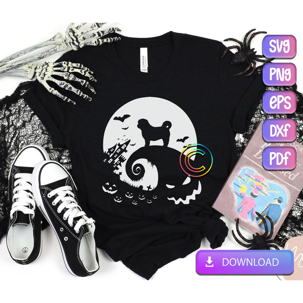 Halloween Shih Tzu and Moon SVG, Shih Tzu SVG, Dog Halloween Svg, The Nightmare Before Christmas SVG, Cut File, Png, Svg Instant Download.jpg
