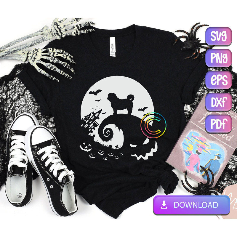 Halloween Shih Tzu and Moon SVG, Shih Tzu SVG, Dog Halloween Svg, The Nightmare Before Christmas SVG, Cut File, Png, Svg Instant Download.jpg