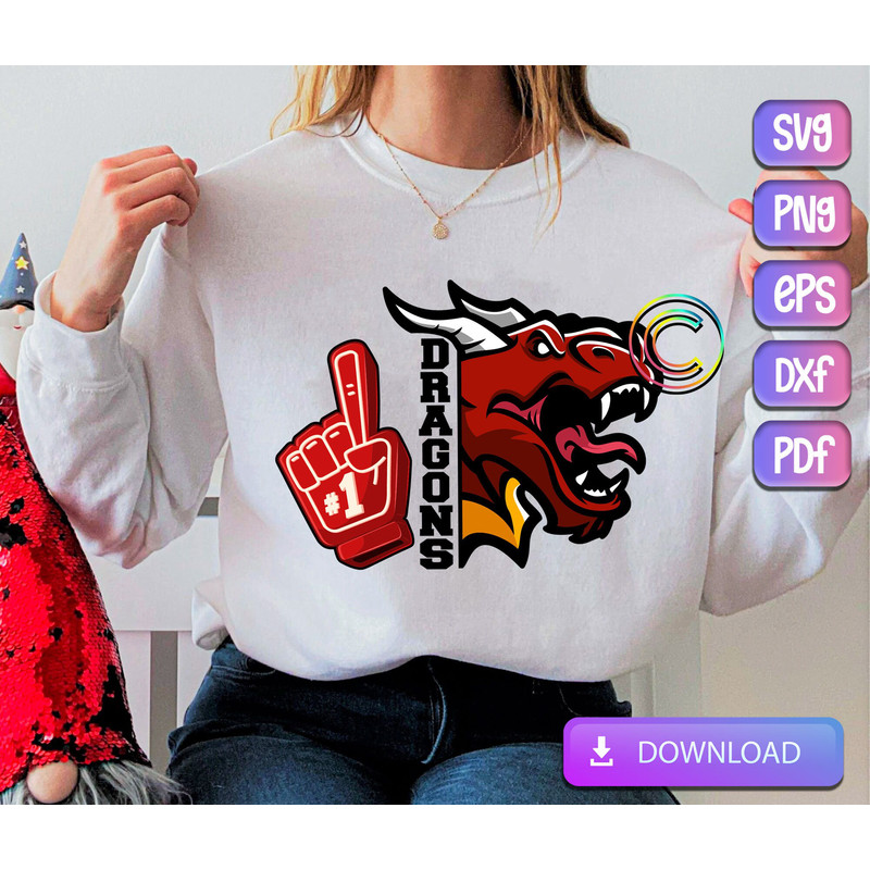 Hand Cheer Dragons Svg, Dragons Svg, Hand Cheer Svg, Mascot, Silhouette, Clipart, Png, Svg, Instant Download.jpg