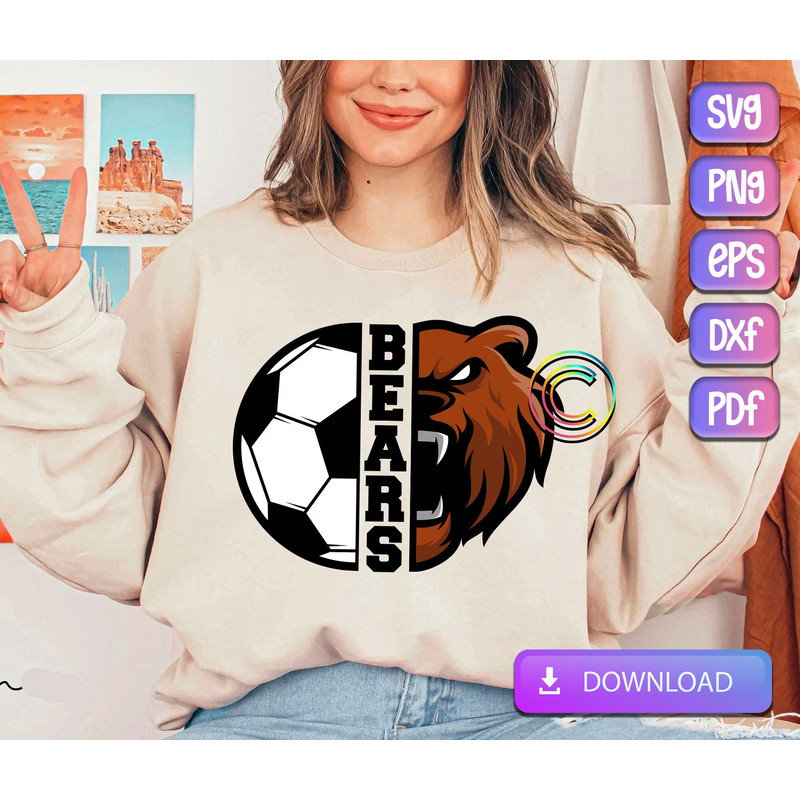 Soccer Bears Svg, Bears Svg, Soccer Svg, Mascot, Silhouette, Clipart, Png, Svg, Instant Download.jpg