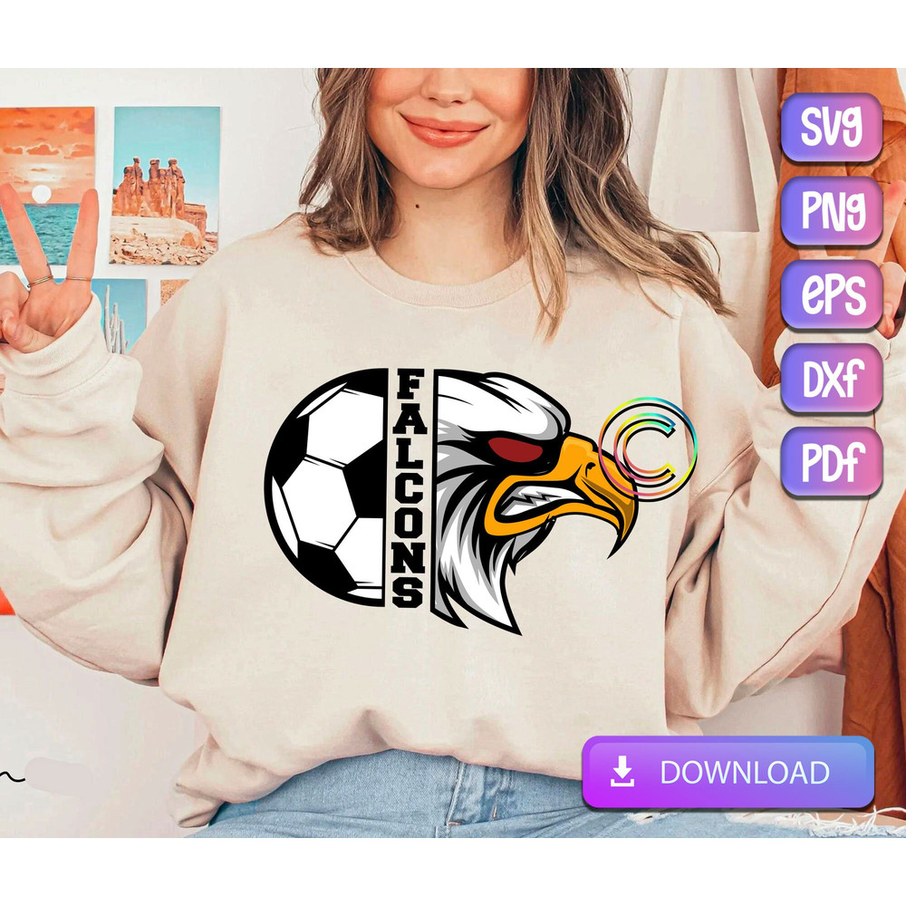 Soccer Falcons Svg, Falcons Svg, Soccer Svg, Mascot, Silhouette, Clipart, Png, Svg, Instant Download.jpg