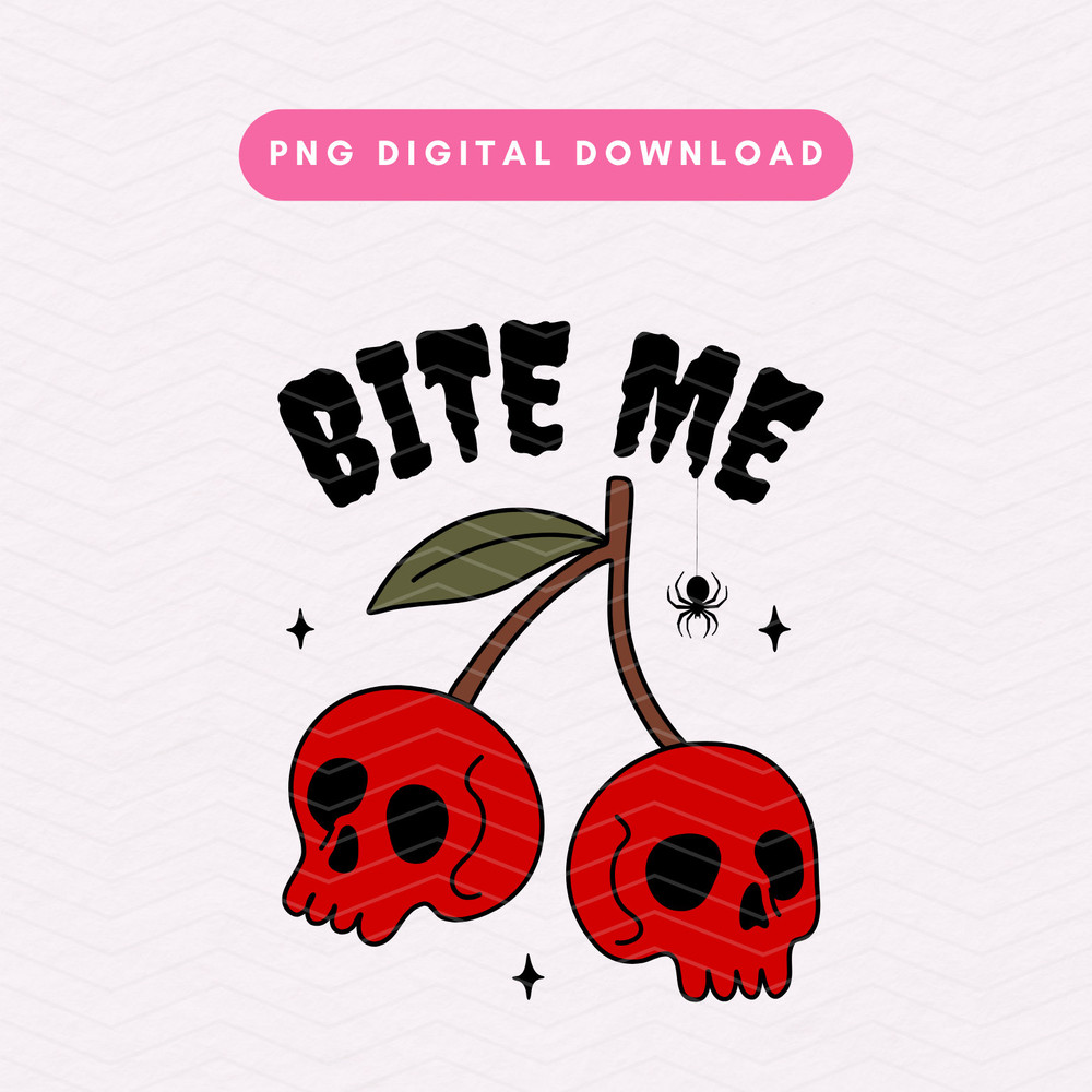 Bite Me PNG, Spooky Halloween Sublimation Graphic, Skull PNG Digital Download.jpg