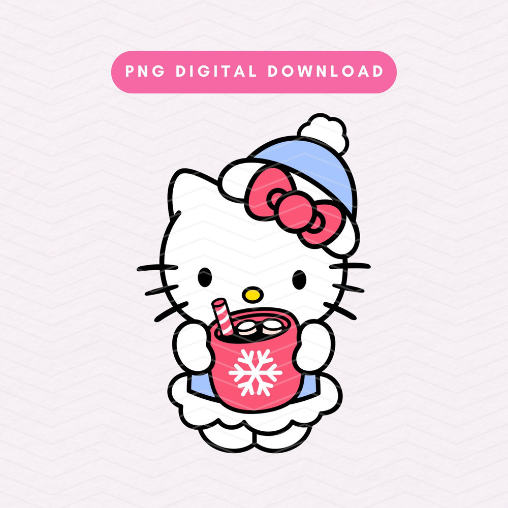 Christmas Kawaii Kitty PNG, Cute Christmas Sublimation Graphic, Girly Hot Cocoa PNG, Holiday Kawaii Kitty PNG.jpg