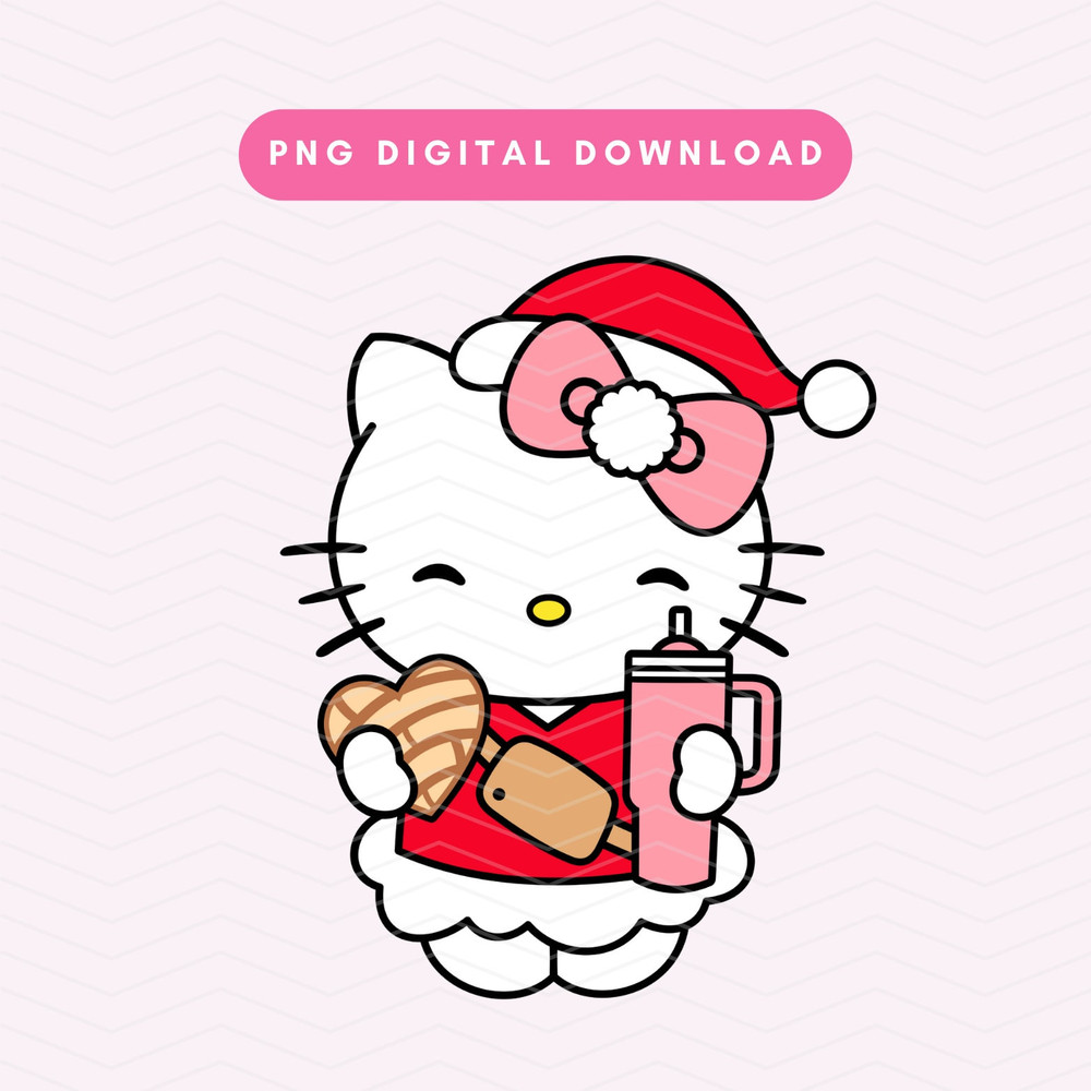 Concha Kawaii Kitty PNG, Boujee Christmas Kitty PNG, Cute Christmas Sublimation Graphic, Christmas Kitty Digital Download.jpg