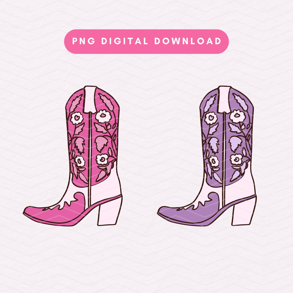 Cowgirl Boot PNG, Cowboy Boot PNG, Trendy Western Sublimation Graphic.jpg