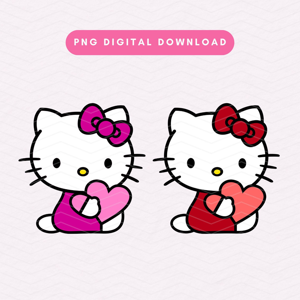 Kawaii Kitty With Heart PNG, Valentine Kitty Sublimation Graphic, Cute Valentines Day PNG, Valentine's Day Kitty Digital Download.jpg