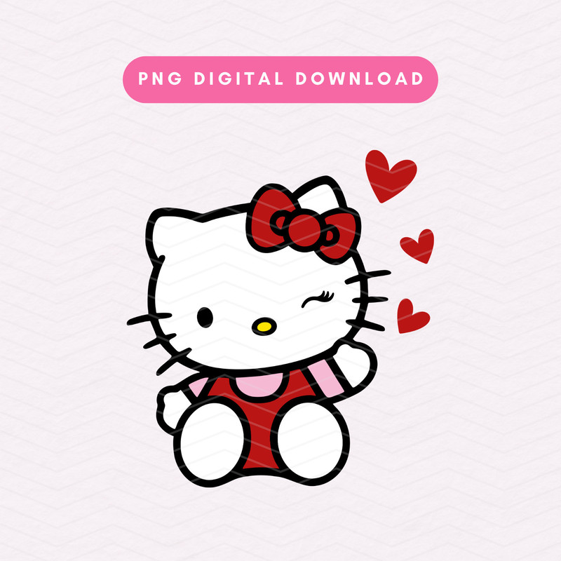 Kawaii Kitty With Hearts PNG, Valentine Kitty Sublimation Graphic, Cute Kitty PNG, Valentine's Day Kitty Digital Download,.jpg